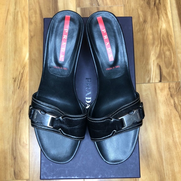 Prada Black Leather Mules - Picture 2 of 9